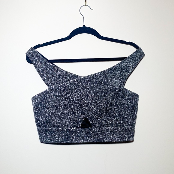 Express Silver Party Crop Top- M - Picture 1 of 2